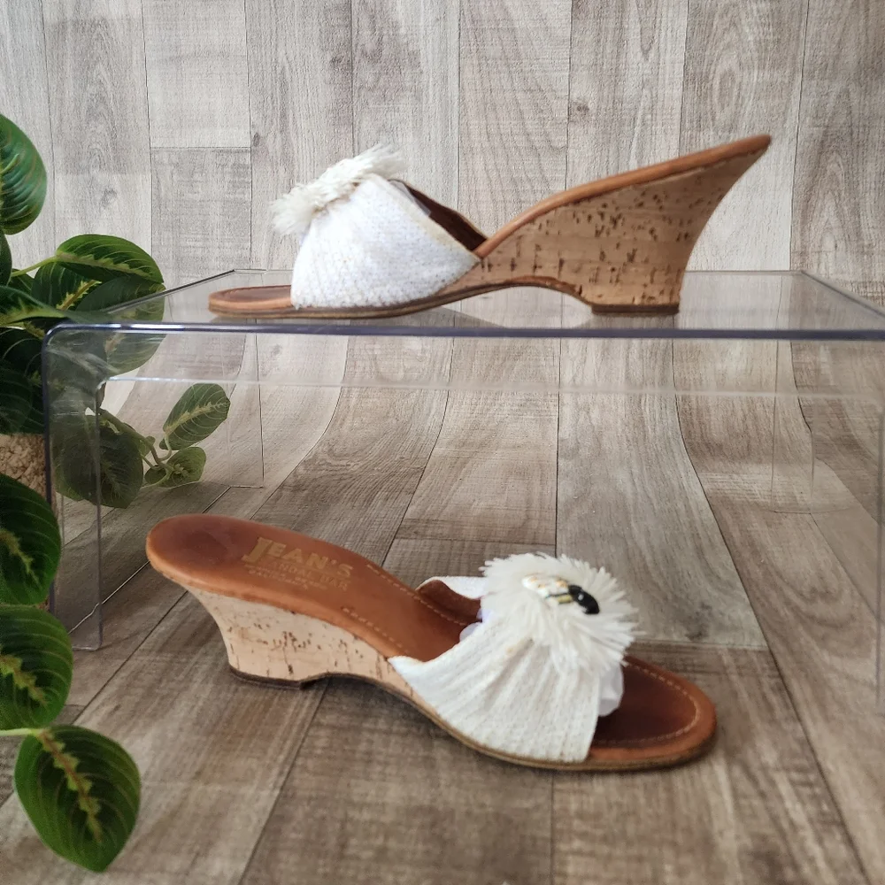 Fredelle for Jean's Sandal Bar Vintage Raffia Slide Sandals Size 8N - Picture 3 of 16